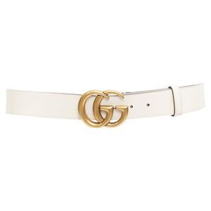 GUCCI Marmont gold GG buckle cream cowhide leather wide belt 95cm